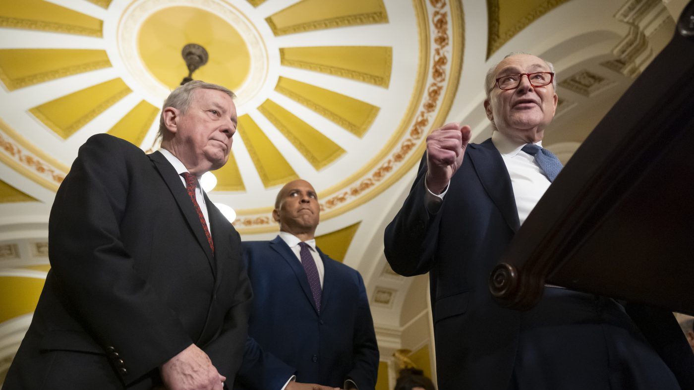 Schumer and Durbin Join Epstein Survivors to Rally Against Blanche's AG Bid