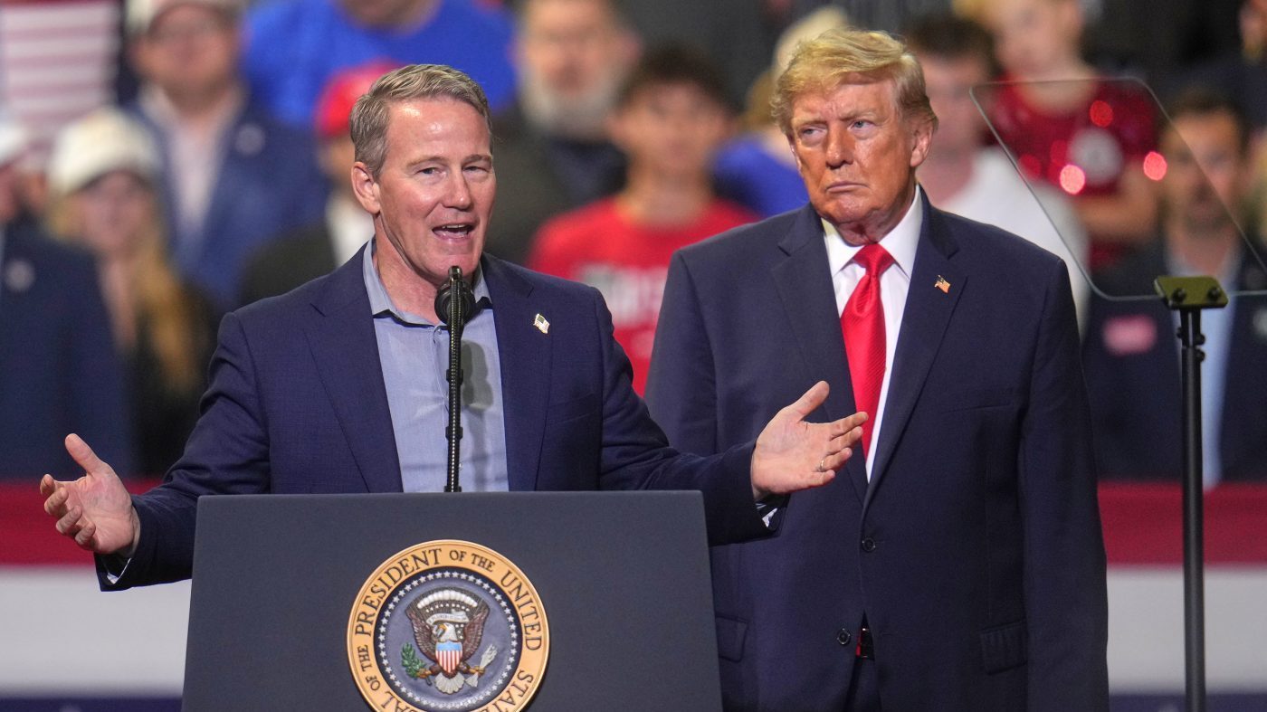Trump jokes about 'studying' Husted's anatomy at Texas rally