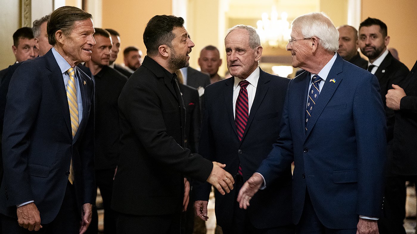 Zelensky presses Senate for more missiles as sanctions bill advances